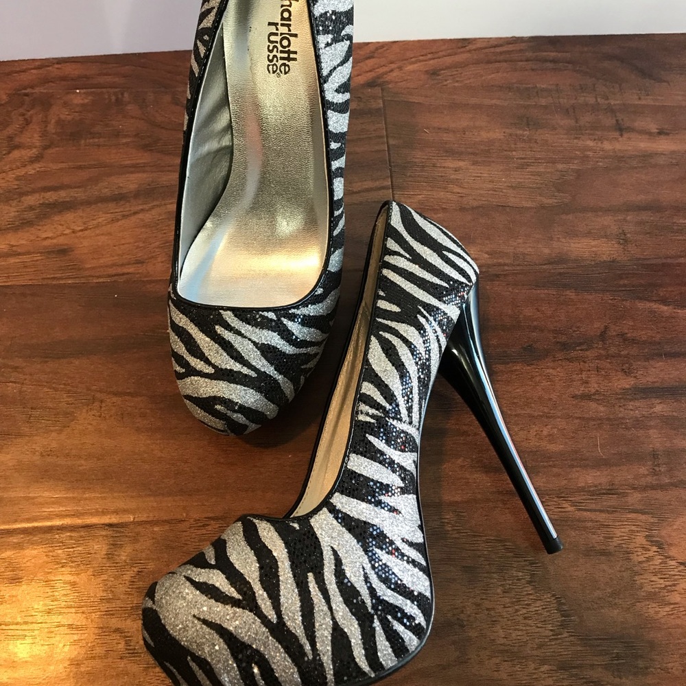 Charlotte Russe Wild Zebra Sparkle Heels